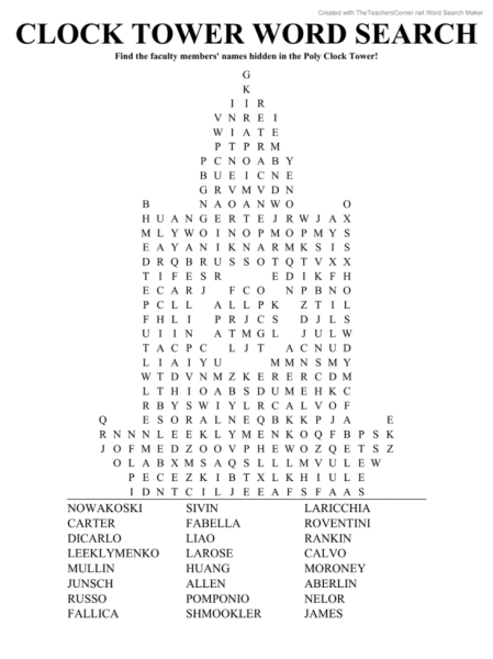 Clock Tower Word Search